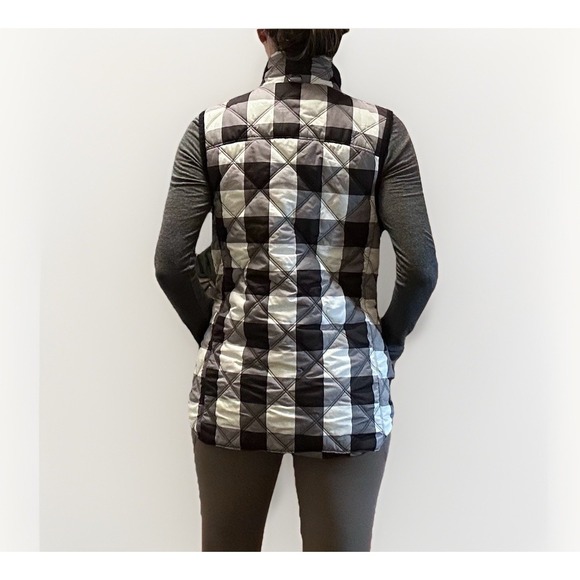 Kensie Women's Black & White Checkered Quilted Zip Vest Layering Small Jacket - Picture 5 of 8
